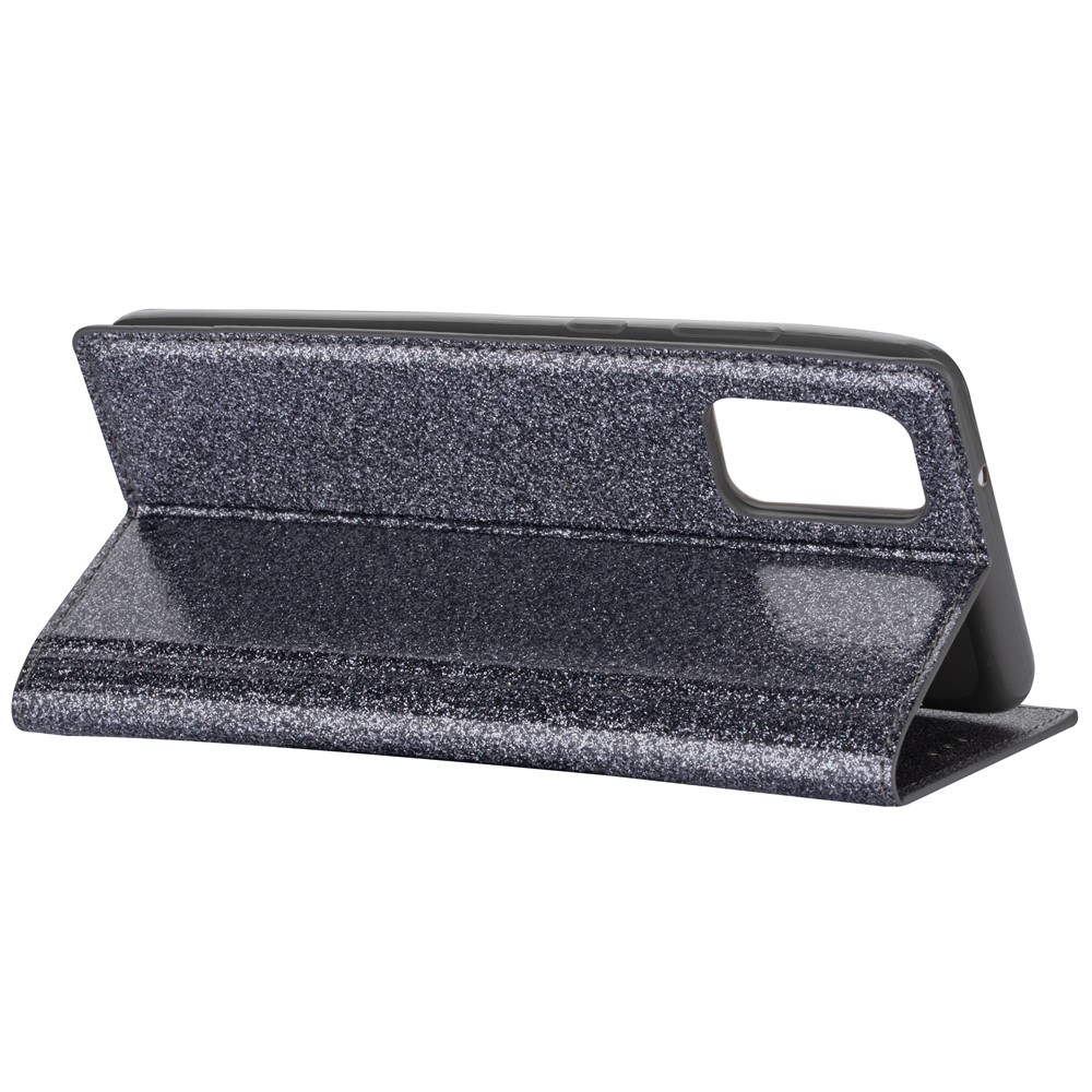 Flash Powder Auto-absorbed Leather Stand Shell for Samsung Galaxy S20 - Grey-9