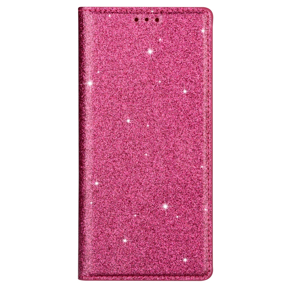 Flash Powder Auto-absorbed Leather Stand Shell for Samsung Galaxy S20 - Rose-6