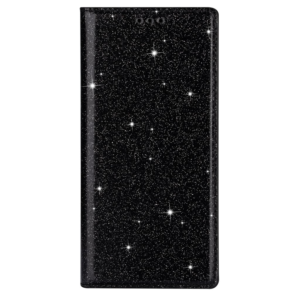 Flash Powder Auto-absorbed Leather Stand Shell for Samsung Galaxy S20 - Black-2