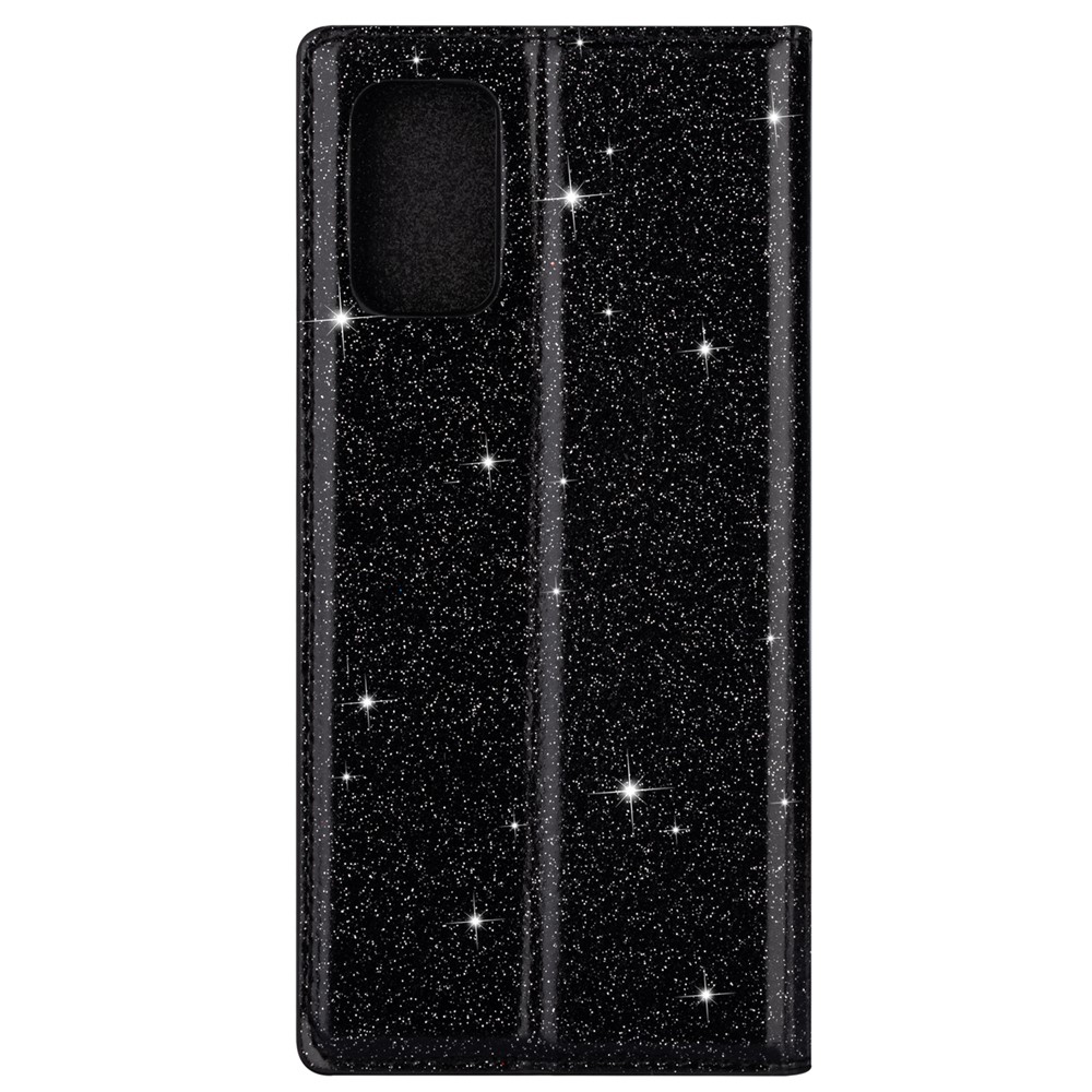 Flash Powder Auto-absorbed Leather Stand Shell for Samsung Galaxy S20 - Black-3