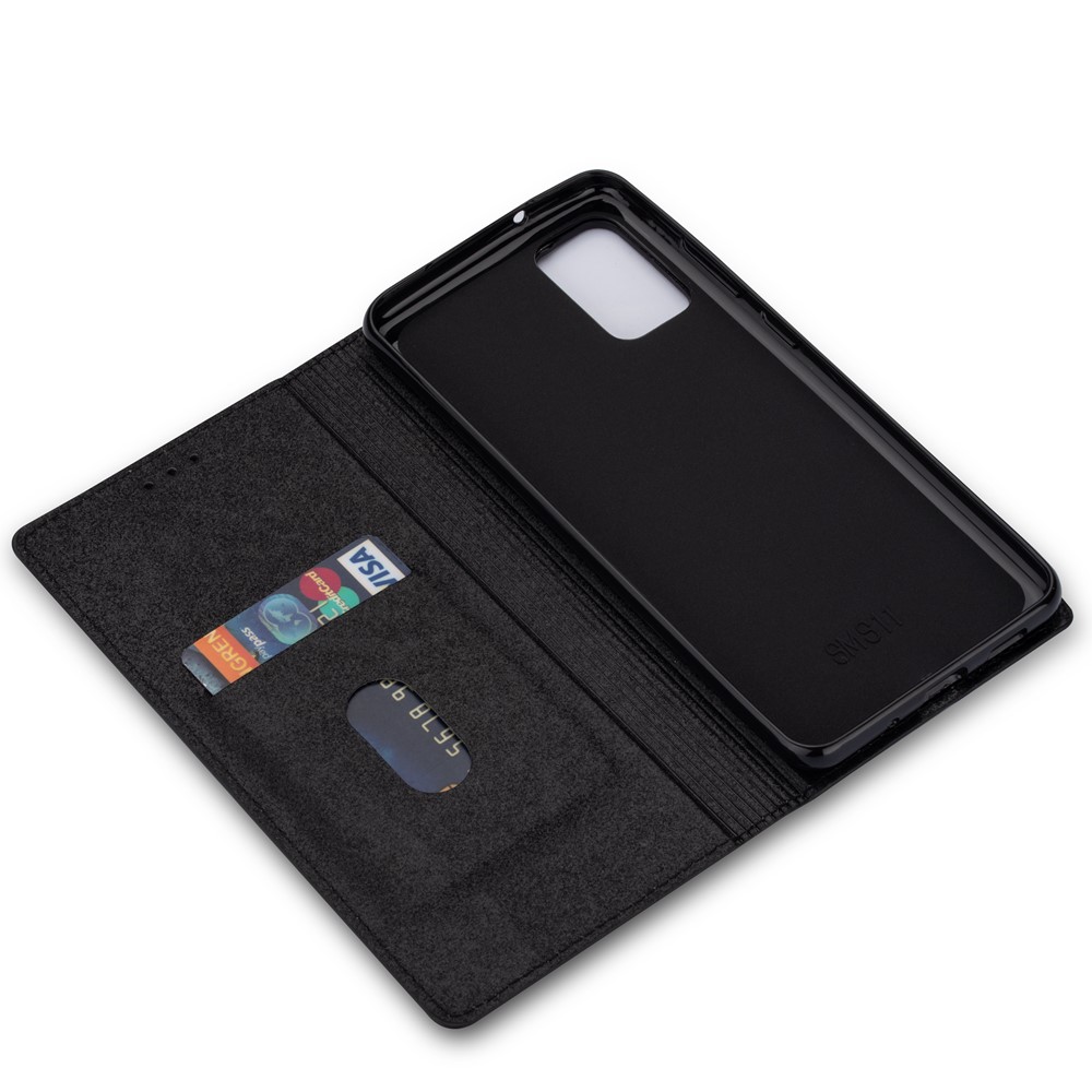 Flash Powder Auto-absorbed Leather Stand Shell for Samsung Galaxy S20 - Black-4
