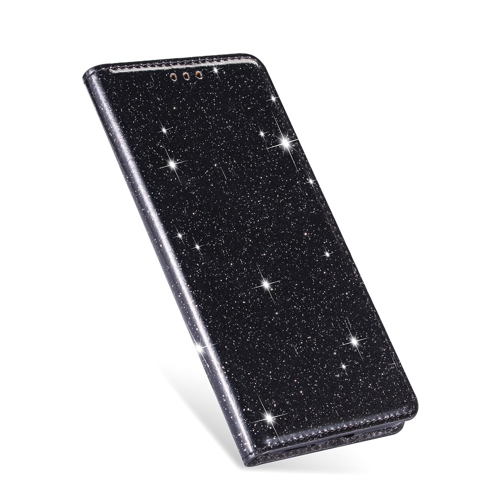 Flash Powder Auto-absorbido de Cuero Con Cáscara Para Samsung Galaxy S20 4G/S20 5G - Negro