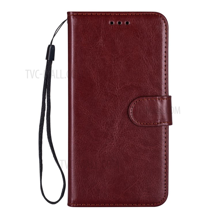 Crazy Horse Leather Shell Wallet Stand Cell Phone Case for Samsung Galaxy S20 Plus - Brown-2