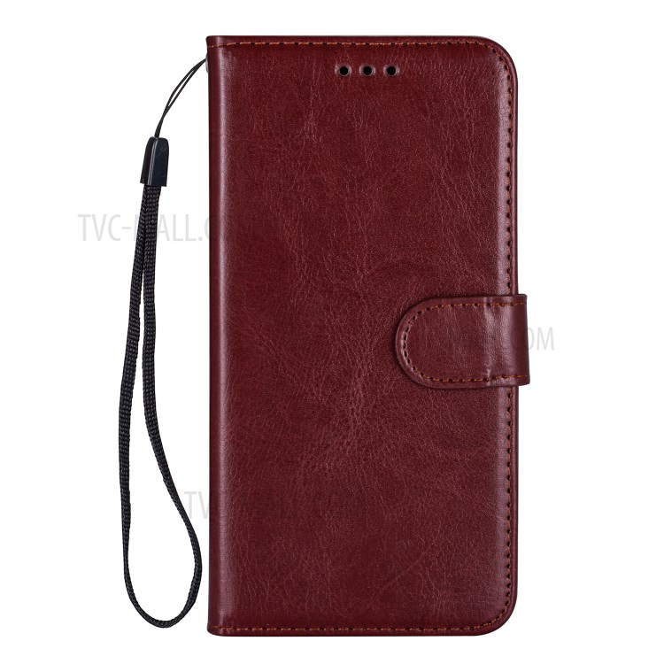 Crazy Horse Leather Shell Wallet Stand Cell Phone Case for Samsung Galaxy S20 Plus/S11 - Brown-2