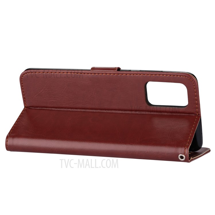 Crazy Horse Leather Shell Wallet Stand Cell Phone Case for Samsung Galaxy S20 Plus - Brown-6