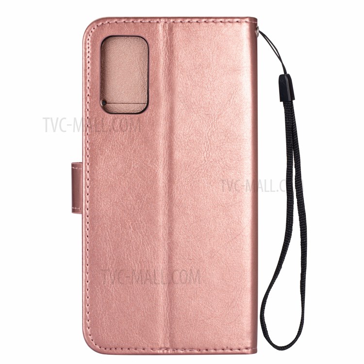 Crazy Horse Leather Shell Wallet Stand Cell Phone Case for Samsung Galaxy S20 Plus - Rose Gold-5