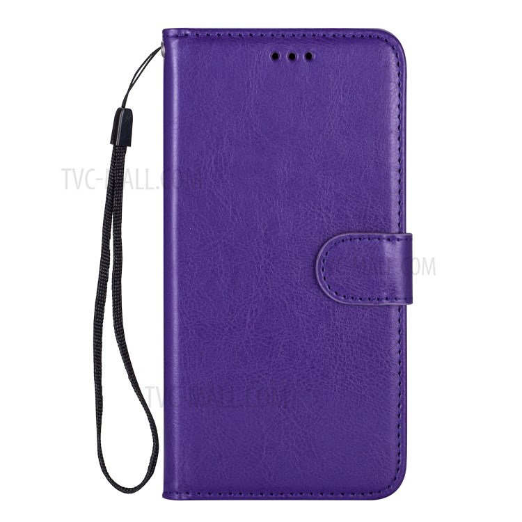 Solid Color Crazy Horse Leather Wallet Case Cover for Samsung Galaxy S20 - Purple-2