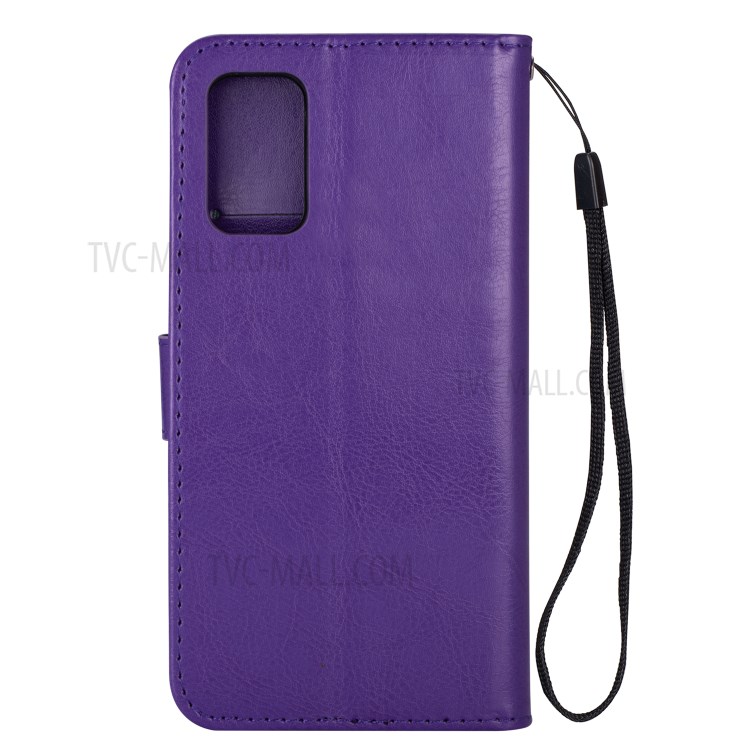 Solid Color Crazy Horse Leather Wallet Case Cover for Samsung Galaxy S20 - Purple-5