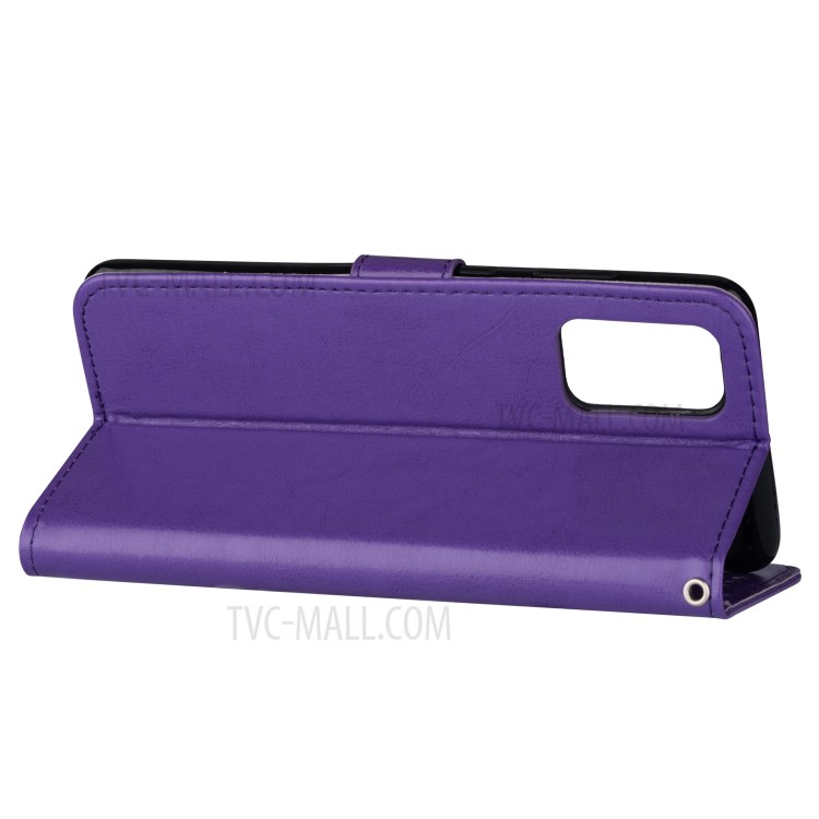 Solid Color Crazy Horse Leather Wallet Case Cover for Samsung Galaxy S20 - Purple-6