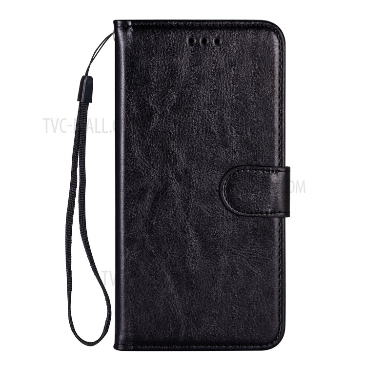 Solid Color Crazy Horse Leather Wallet Case Cover for Samsung Galaxy S20 - Black-2