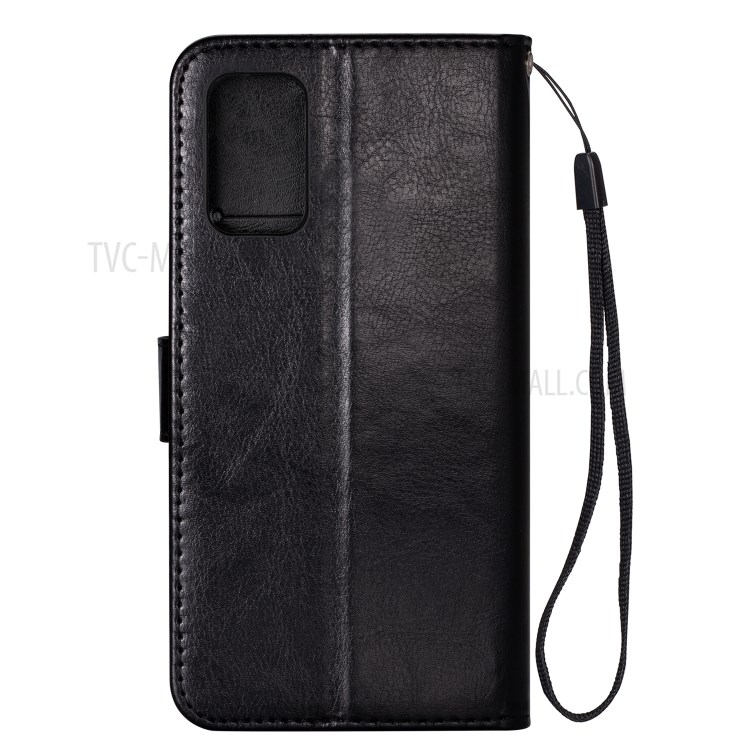 Solid Color Crazy Horse Leather Wallet Case Cover for Samsung Galaxy S20 - Black-5