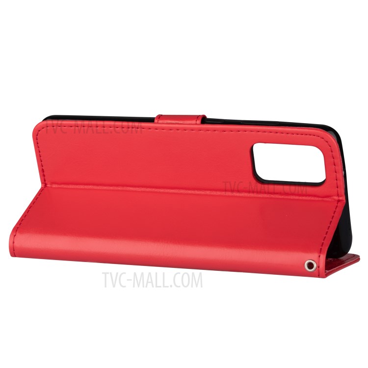 Solid Color Crazy Horse Leather Wallet Case Cover for Samsung Galaxy S20 - Red-6