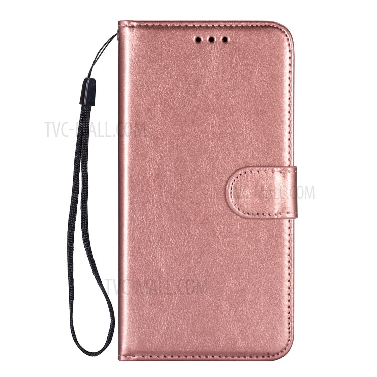 Solid Color Crazy Horse Leather Wallet Case Cover for Samsung Galaxy S20 - Rose Gold-2