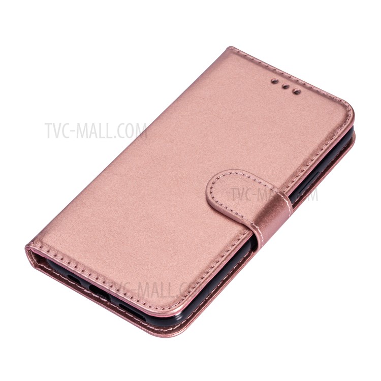 Solid Color Crazy Horse Leather Wallet Case Cover for Samsung Galaxy S20 - Rose Gold-3