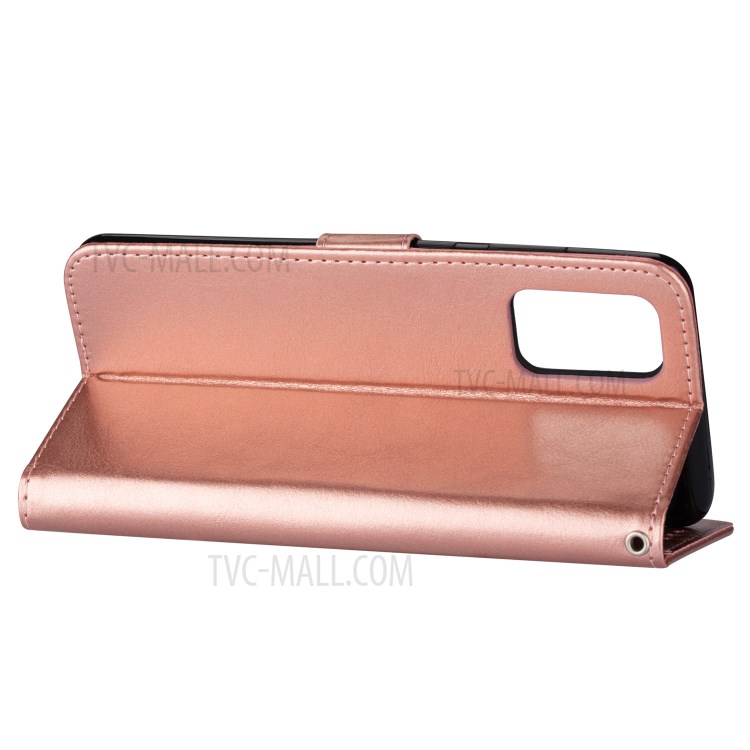 Solid Color Crazy Horse Leather Wallet Case Cover for Samsung Galaxy S20 - Rose Gold-6
