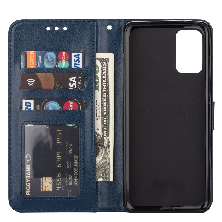 Crazy Horse Solid Color Leather Protective Shell for Samsung Galaxy S20 Ultra - Blue-7