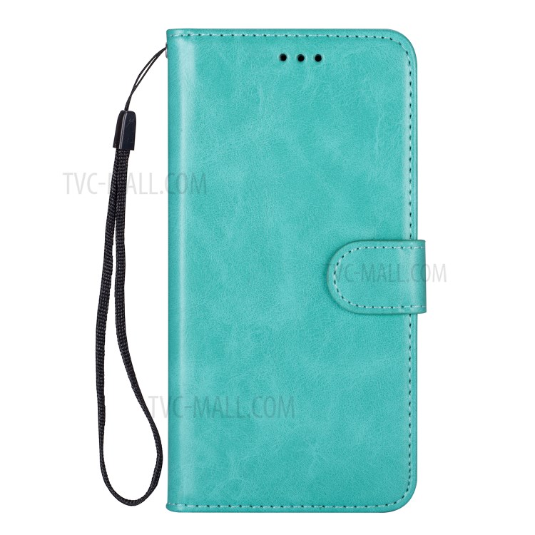 Crazy Horse Solid Color Leather Protective Shell for Samsung Galaxy S20 Ultra - Cyan-2