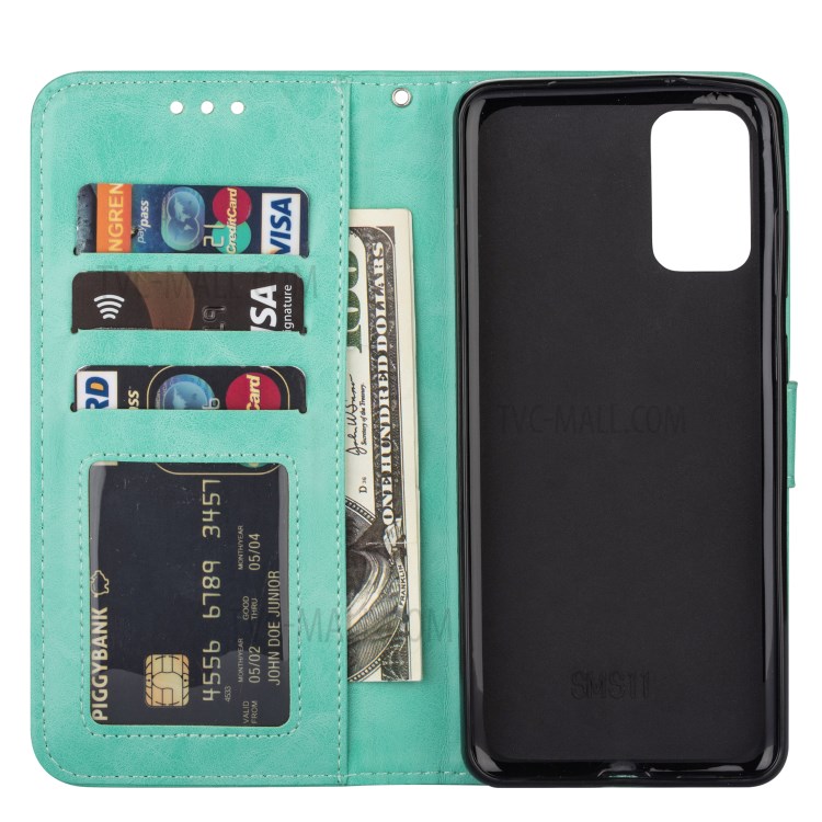 Crazy Horse Solid Color Leather Protective Shell for Samsung Galaxy S20 Ultra - Cyan-7