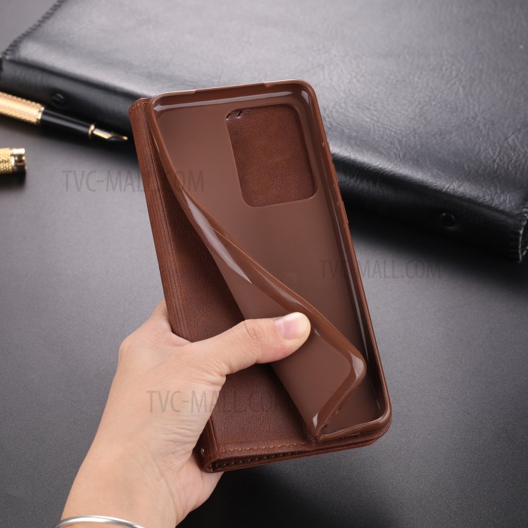 AZNS Retro with Card Holder PU Leather Case for Samsung Galaxy S20/S11e - Coffee-13