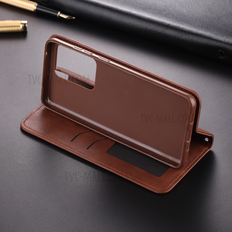 AZNS Retro with Card Holder PU Leather Case for Samsung Galaxy S20/S11e - Coffee-14