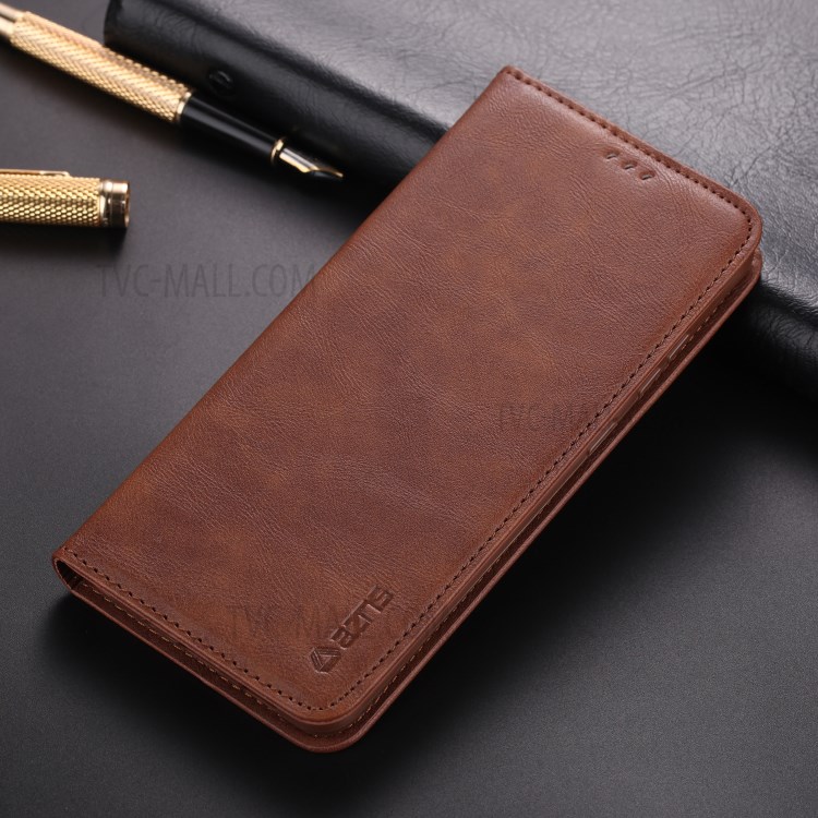 AZNS Retro with Card Holder PU Leather Case for Samsung Galaxy S20/S11e - Coffee-3