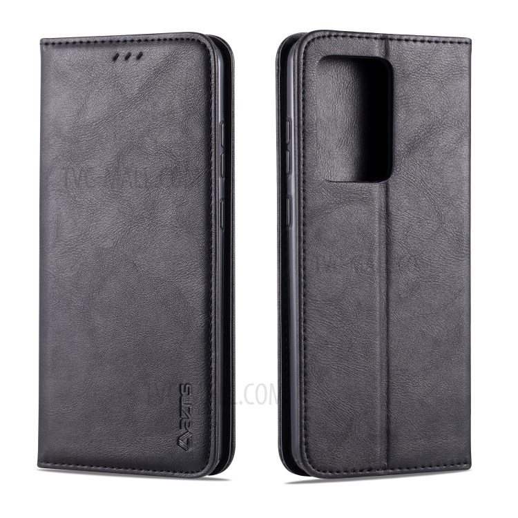 AZNS Retro with Card Holder PU Leather Case for Samsung Galaxy S20 - Black-1