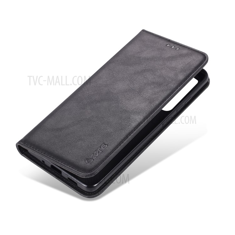 AZNS Retro with Card Holder PU Leather Case for Samsung Galaxy S20 - Black-2