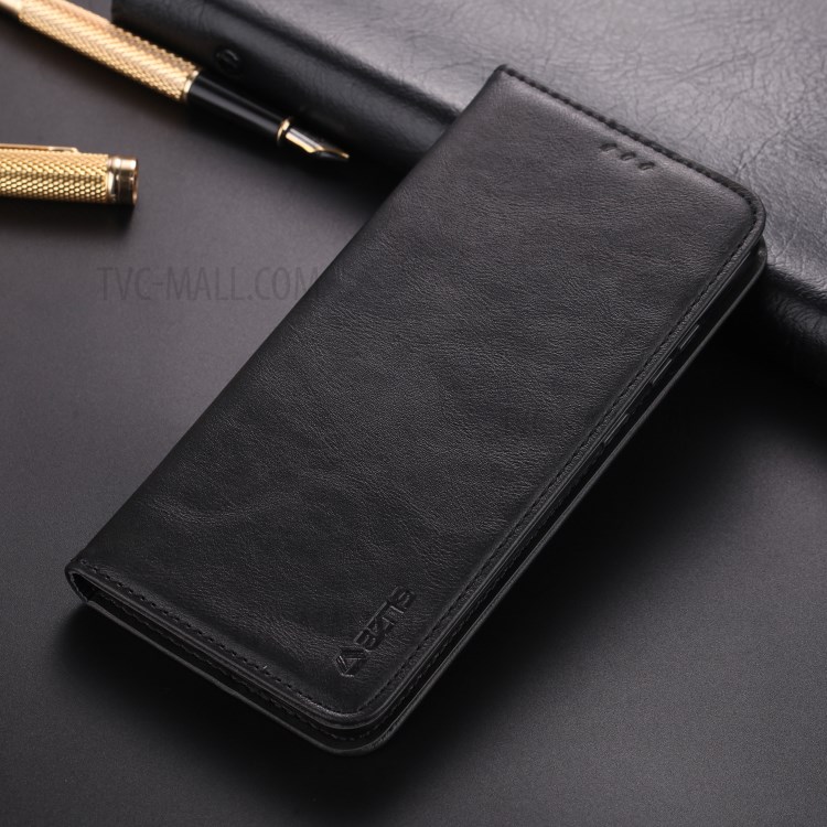 AZNS Retro with Card Holder PU Leather Case for Samsung Galaxy S20 - Black-3