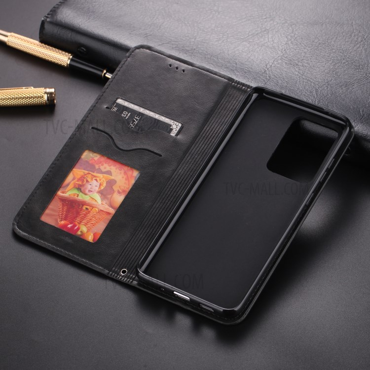 AZNS Retro with Card Holder PU Leather Case for Samsung Galaxy S20 - Black-5