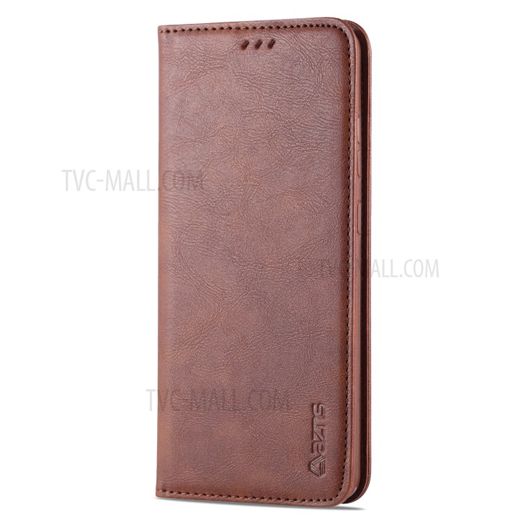 AZNS Retro Style PU Leather Card Holder Phone Case for Samsung Galaxy S20 Ultra/S11 Plus - Coffee-16