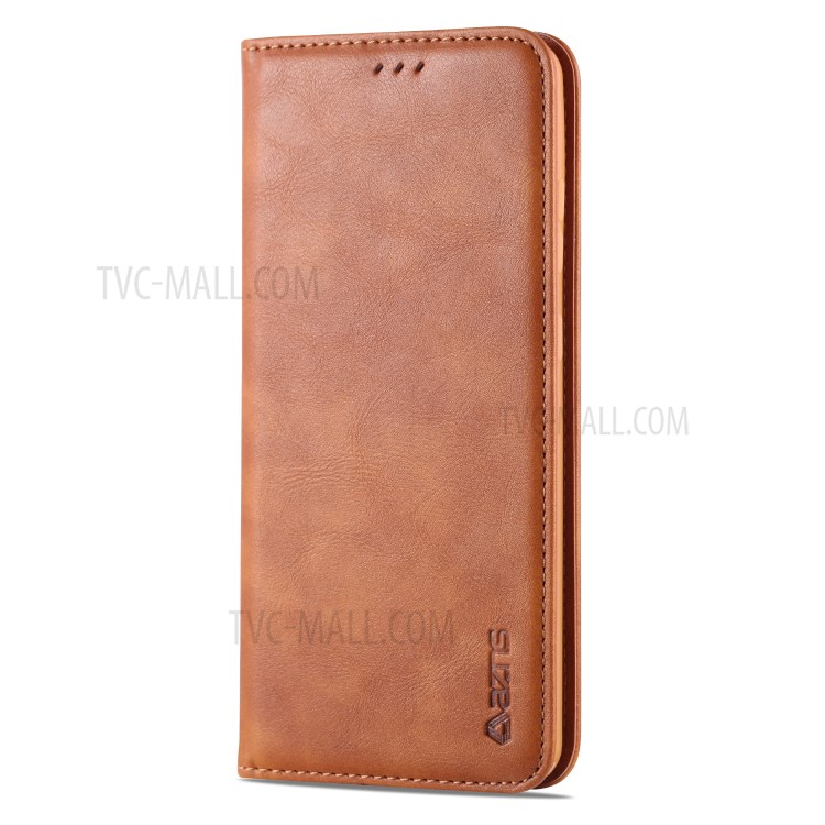 AZNS Retro Style PU Leather Card Holder Case for Samsung Galaxy S20 Ultra - Brown-11