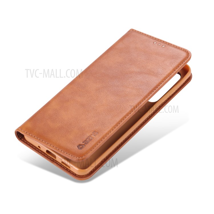 AZNS Retro Style PU Leather Card Holder Case for Samsung Galaxy S20 Ultra - Brown-2