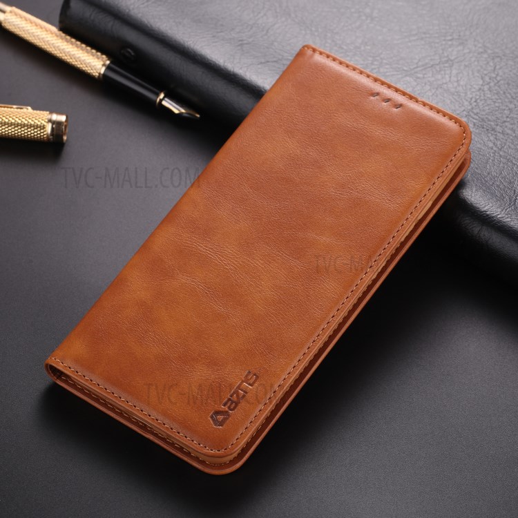 AZNS Retro Style PU Leather Card Holder Case for Samsung Galaxy S20 Ultra - Brown-8