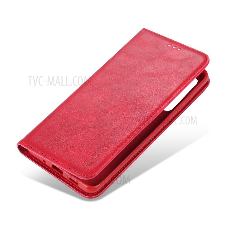 AZNS Retro Style PU Leather Card Holder Case for Samsung Galaxy S20 Ultra - Red-2
