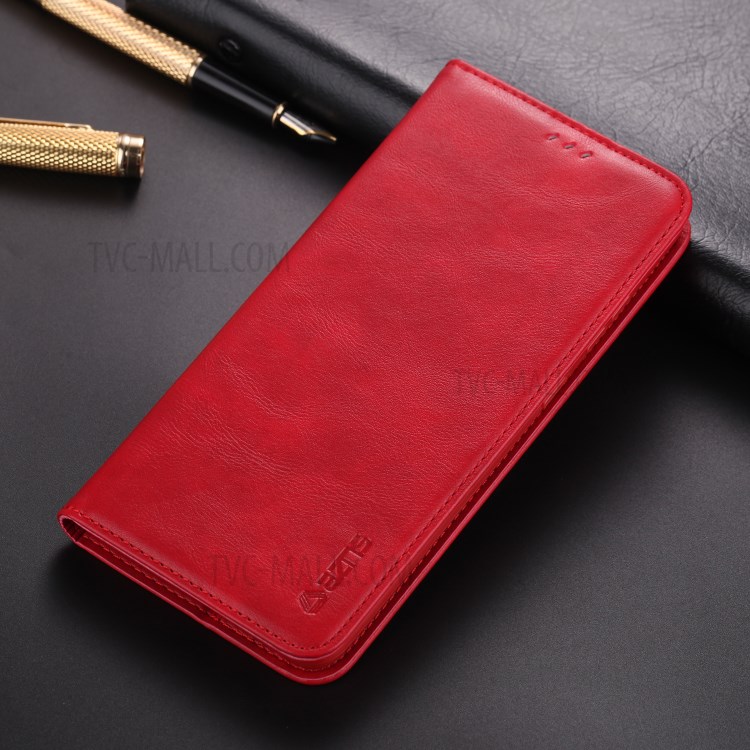 AZNS Retro Style PU Leather Card Holder Case for Samsung Galaxy S20 Ultra - Red-3