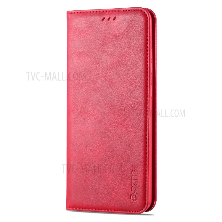 AZNS Retro Style PU Leather Card Holder Case for Samsung Galaxy S20 Ultra - Red-6