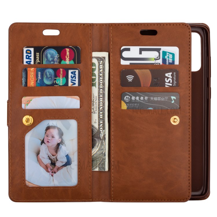 Multi-function Leather Wallet Shell with Stand for Samsung Galaxy S20 Plus - Brown-7