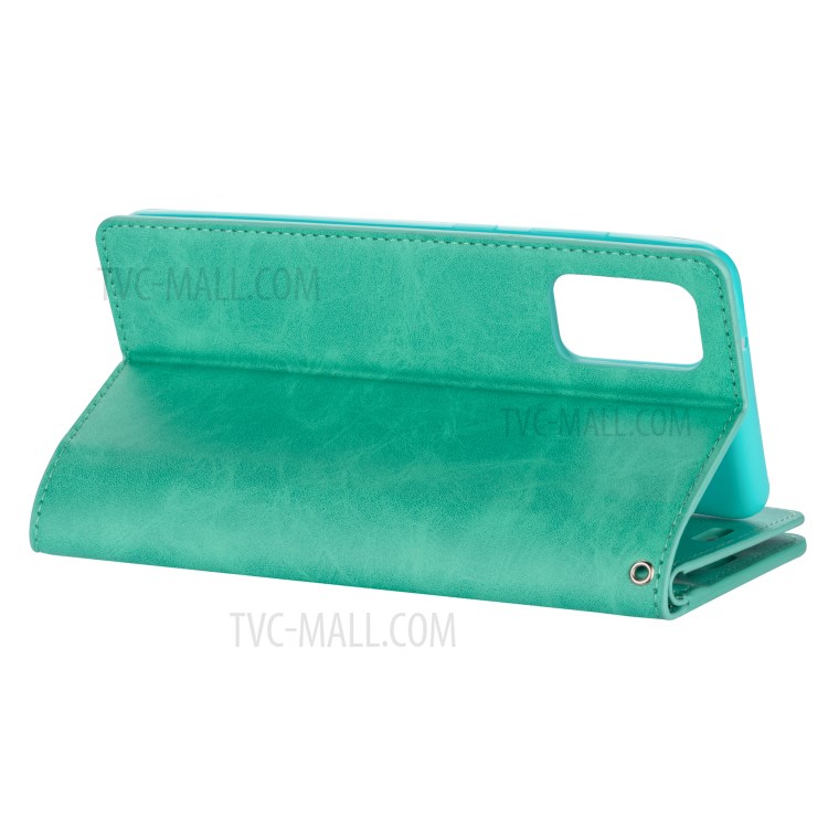 Multi-function Leather Wallet Shell with Stand for Samsung Galaxy S20 Plus - Cyan-6