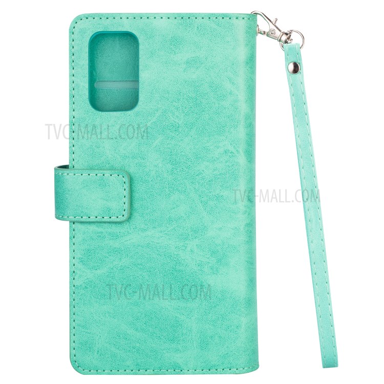 Multi-function Leather Wallet Shell with Stand for Samsung Galaxy S20 Plus - Cyan-8