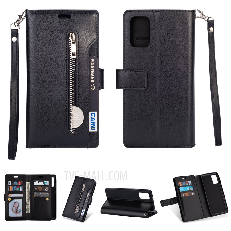 Multi-function Leather Wallet Shell with Stand for Samsung Galaxy S20 Plus - Black-1