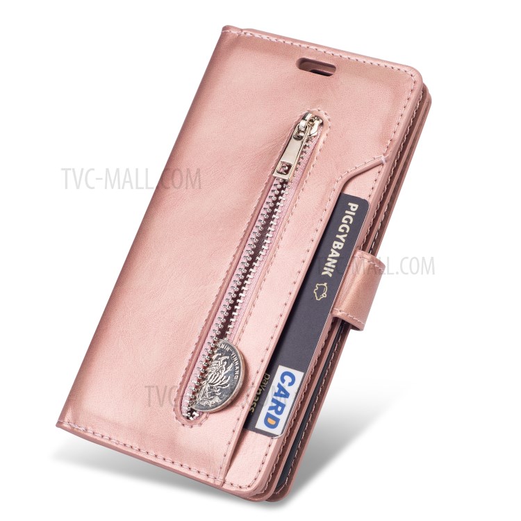 Zipper Pocket with Multiple Card Slots Leather Casing for Samsung Galaxy S20/S11e - Rose Gold-5