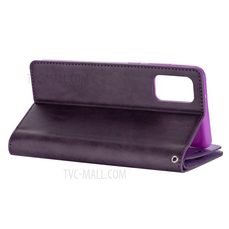 Zipper Pocket with Multiple Card Slots Leather Casing for Samsung Galaxy S20 - Purple-6