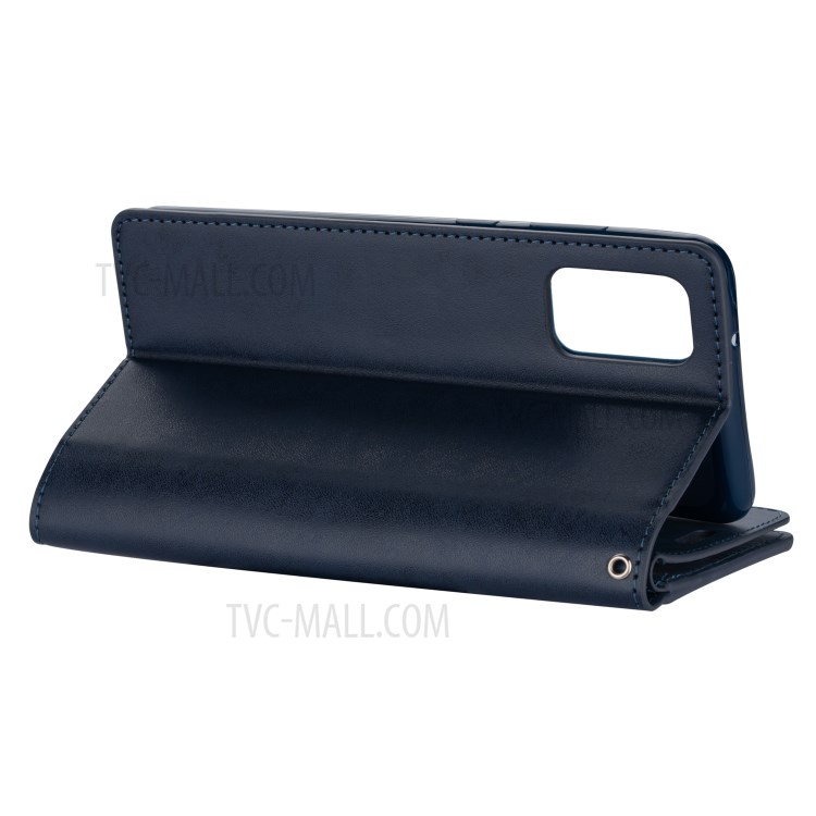 Zipper Pocket with Multiple Card Slots Leather Casing for Samsung Galaxy S20 - Blue-6