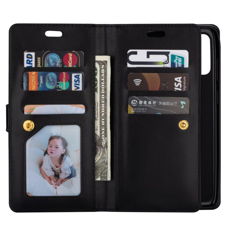 Zipper Pocket with Multiple Card Slots Leather Casing for Samsung Galaxy S20 - Black-7