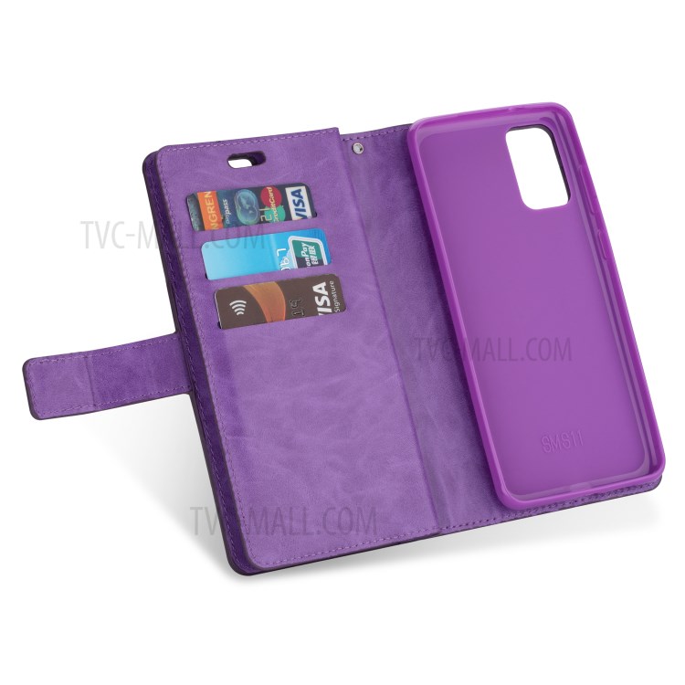 Zipper Pocket with Multiple Card Slots Leather Stand Cover for Samsung Galaxy S20 Ultra - Purple-5