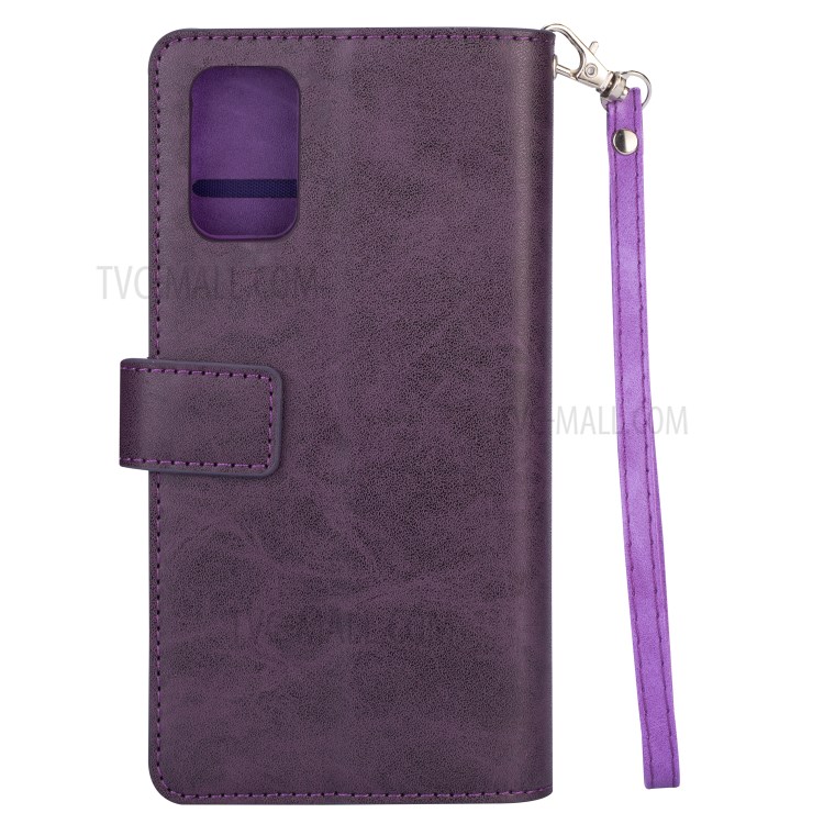 Zipper Pocket with Multiple Card Slots Leather Stand Cover for Samsung Galaxy S20 Ultra - Purple-7