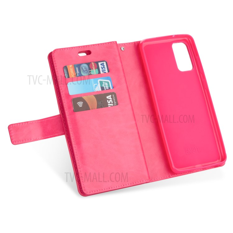 Zipper Pocket with Multiple Card Slots Leather Stand Cover for Samsung Galaxy S20 Ultra - Rose-5