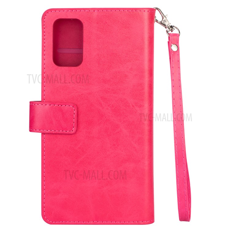 Zipper Pocket with Multiple Card Slots Leather Stand Cover for Samsung Galaxy S20 Ultra - Rose-8