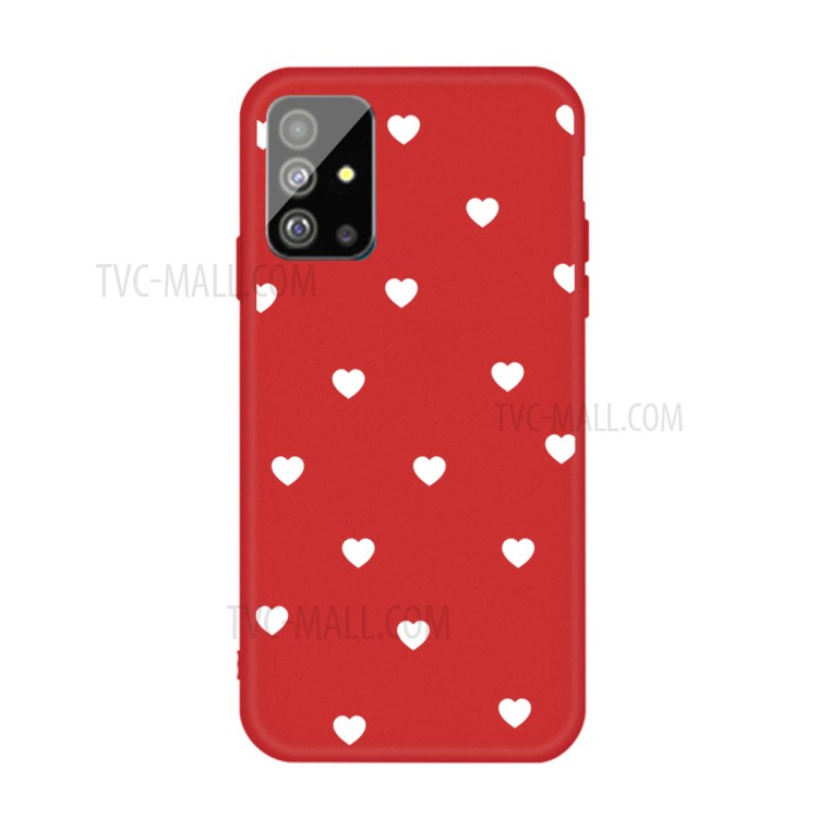 Heart Pattern Matte TPU Phone Case for Samsung Galaxy S20 Plus - Red-1