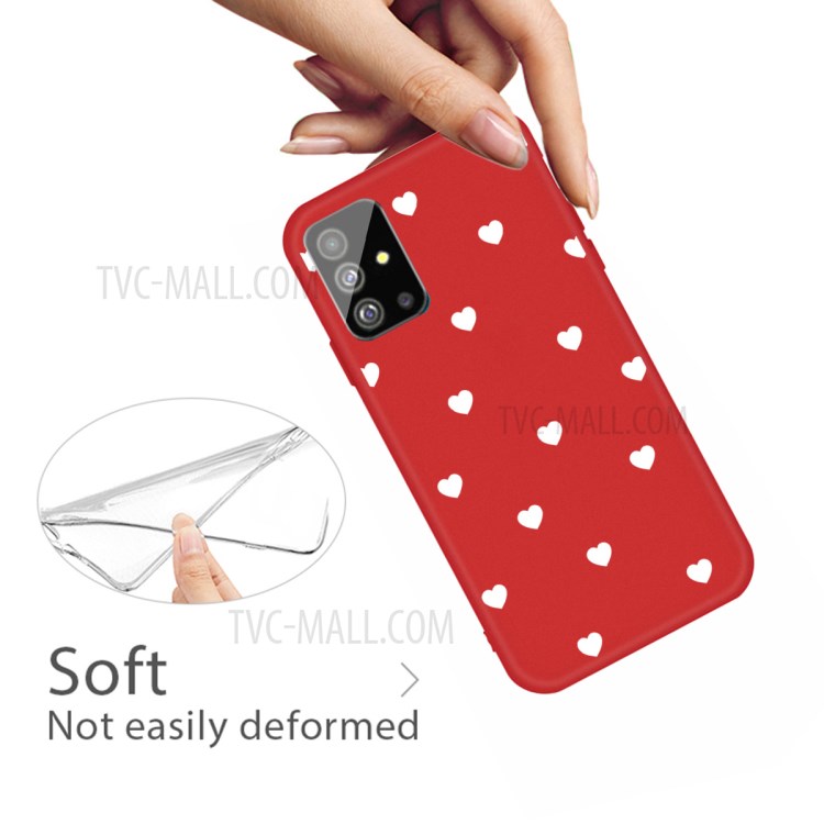 Heart Pattern Matte TPU Phone Case for Samsung Galaxy S20 Plus - Red-4
